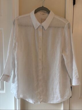 Chico's White 100% Linen Button Shirt